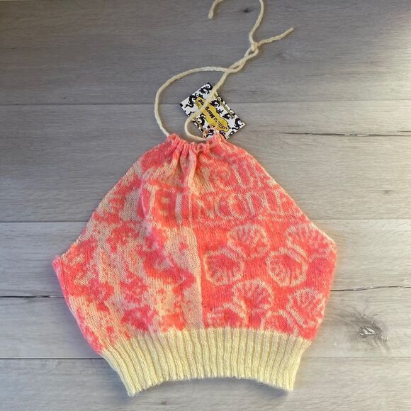 Alicia‎ Morgand Halter Top pink crop top Handmade knit NWT S - Picture 4 of 6